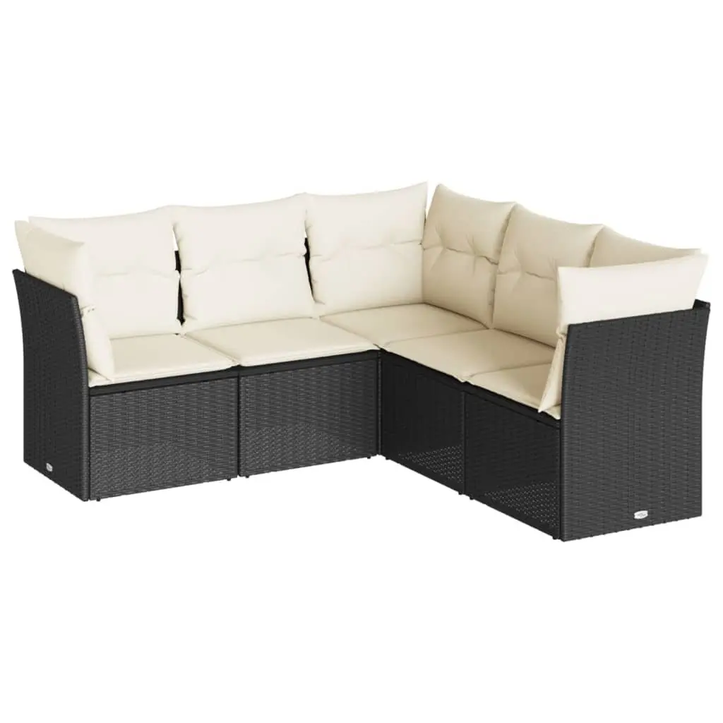 Garden Sofa Set PE Rattan 5 Piece Modular Outdoor Furniture Black