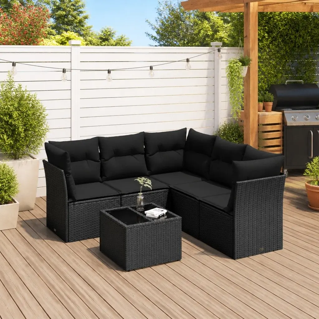 6 Piece Modular Garden Sofa Set with Cushions and Storage