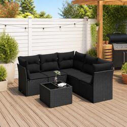 6 Piece Modular Garden Sofa Set with Cushions and Storage