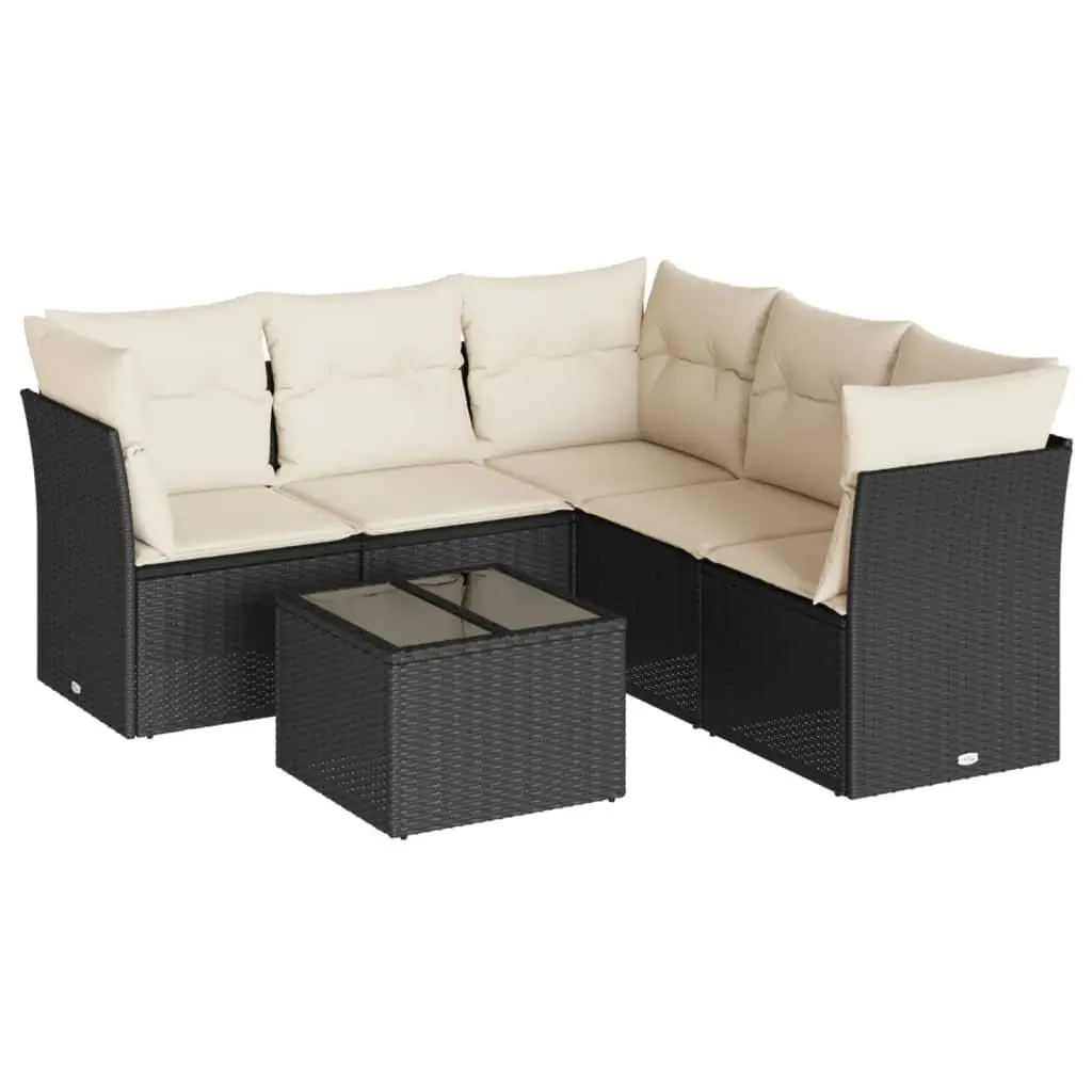 Garden Sofa Set PE Rattan 6 Piece Modular Outdoor Furniture Black