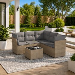 High-Quality 6 Piece Garden Sofa Set with Cushions