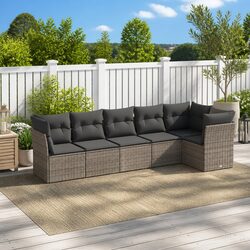 Outdoor 6-Piece Garden Sofa Set with Durable Grey Rattan