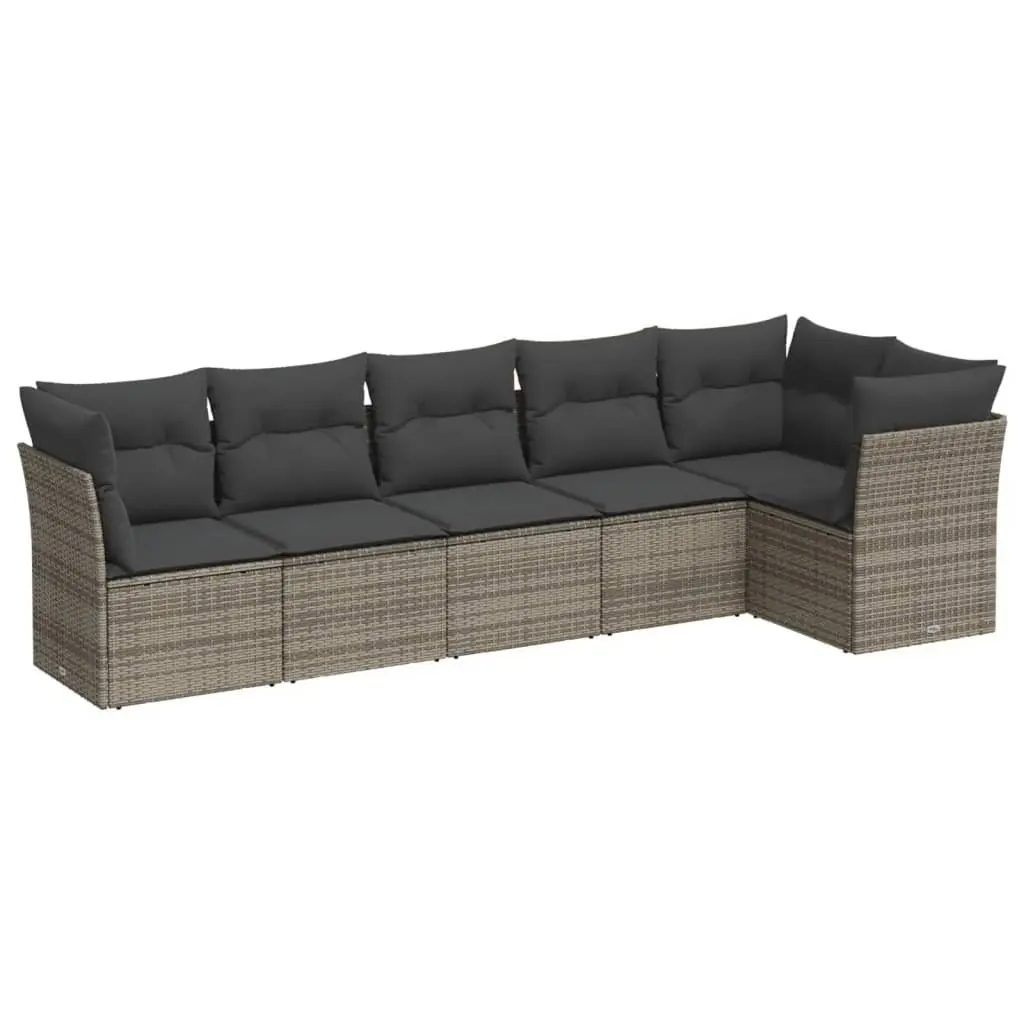 Garden Sofa Set PE Rattan 6 Piece Outdoor Furniture Modular Grey