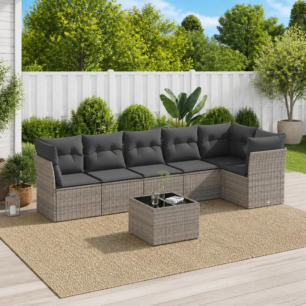 7 Piece Garden Sofa Set in Grey