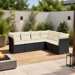 Durable Black Poly Rattan Modular Garden Sofa Set