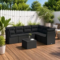 Sturdy 7 Piece Garden Sofa Set with Cushions Storage
