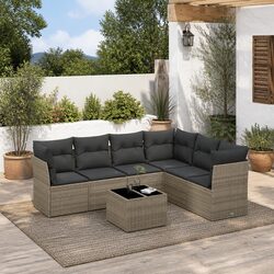 7-Piece Grey Modular Garden Sofa Set with Storage