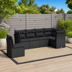 Stylish 6 Piece Modular Garden Sofa Set in Black