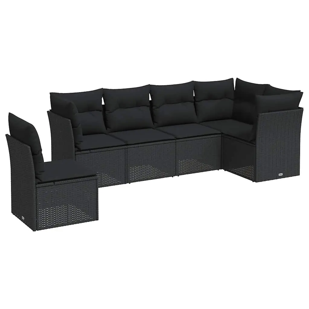 6 Piece Modular Garden Sofa Set in Black