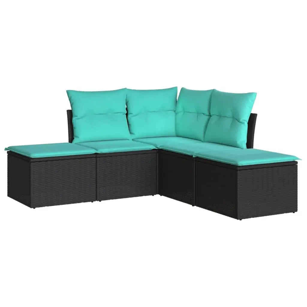 Black Modular Garden Sofa Set 5-Piece Outdoor Seating with Storage