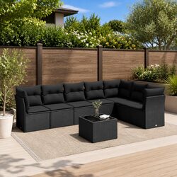 Premium 8-Piece Black Modular Garden Sofa Set