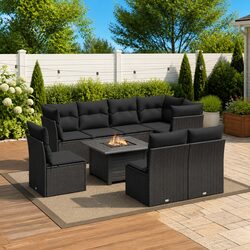 Premium 8 Piece Modular Black Rattan Garden Sofa Set