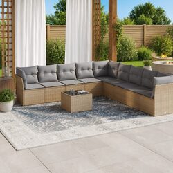 10-Piece Beige Garden Sofa Set for Outdoor Relaxation