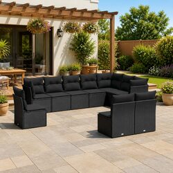 Premium 10 Piece Modular Garden Sofa Set in Black