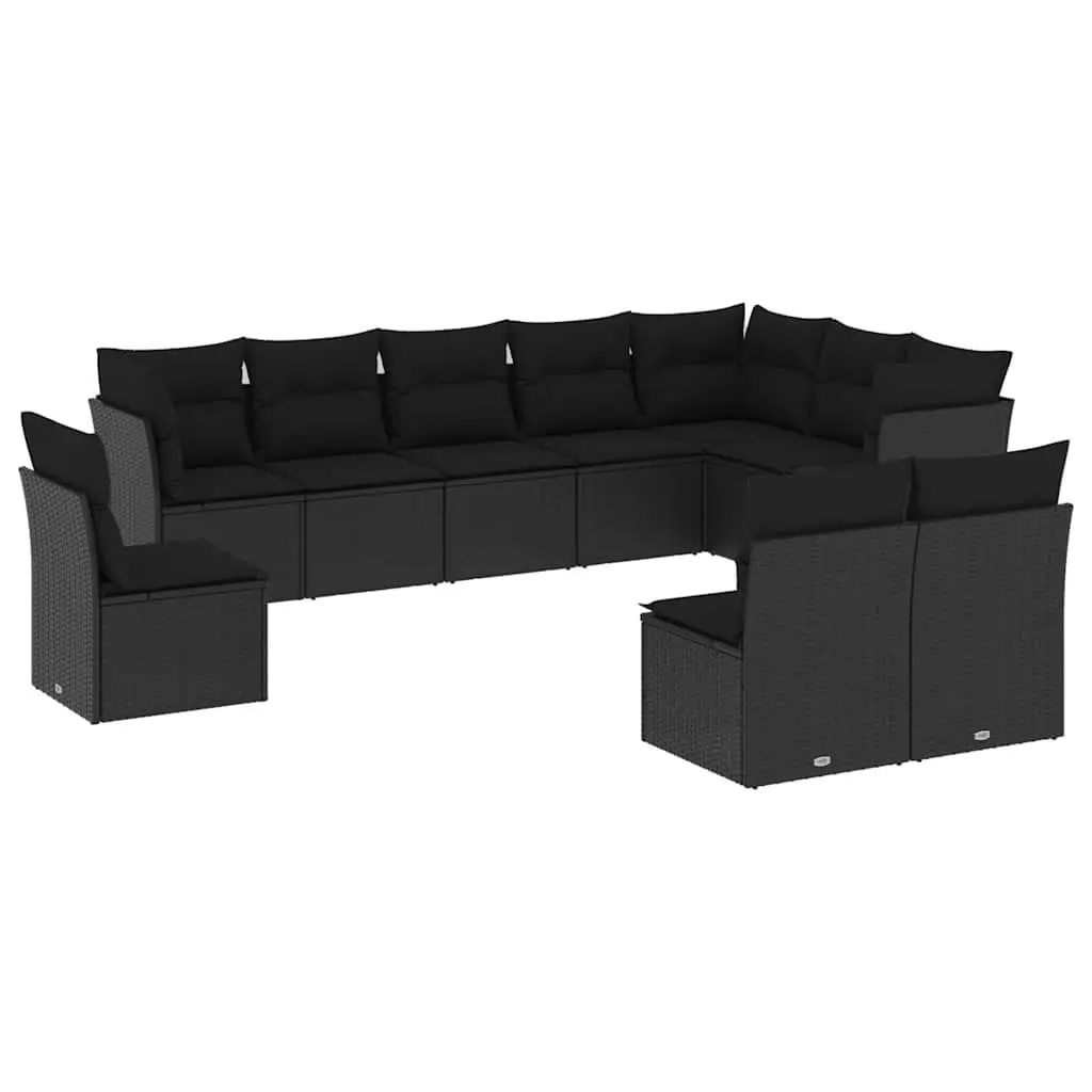 10 Piece Modular Garden Sofa Set in Black