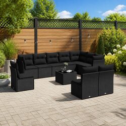 High-Quality 11 Piece Outdoor Garden Sofa Set in Black