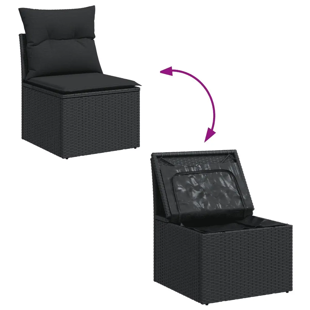 11 Piece Black Rattan Garden Sofa Set