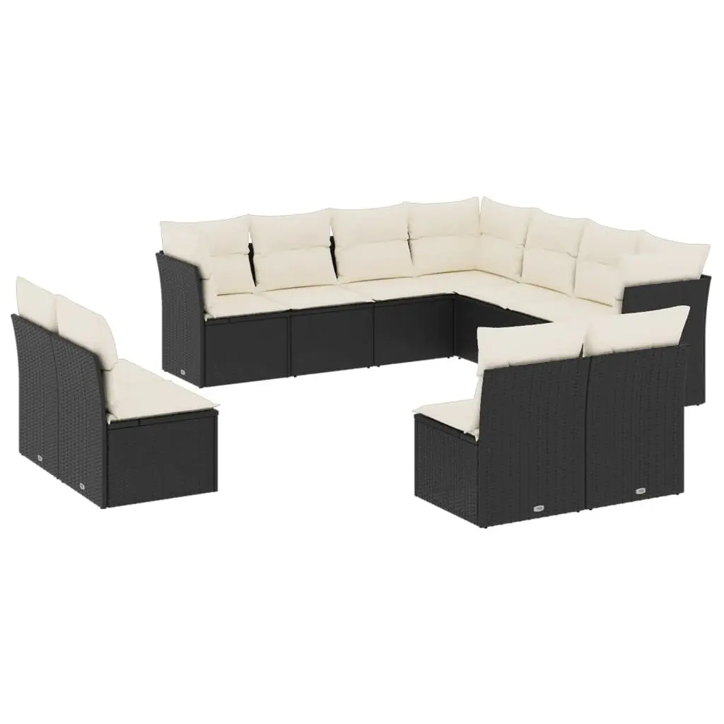 Black Modular 11-Piece Outdoor Garden Sofa Set