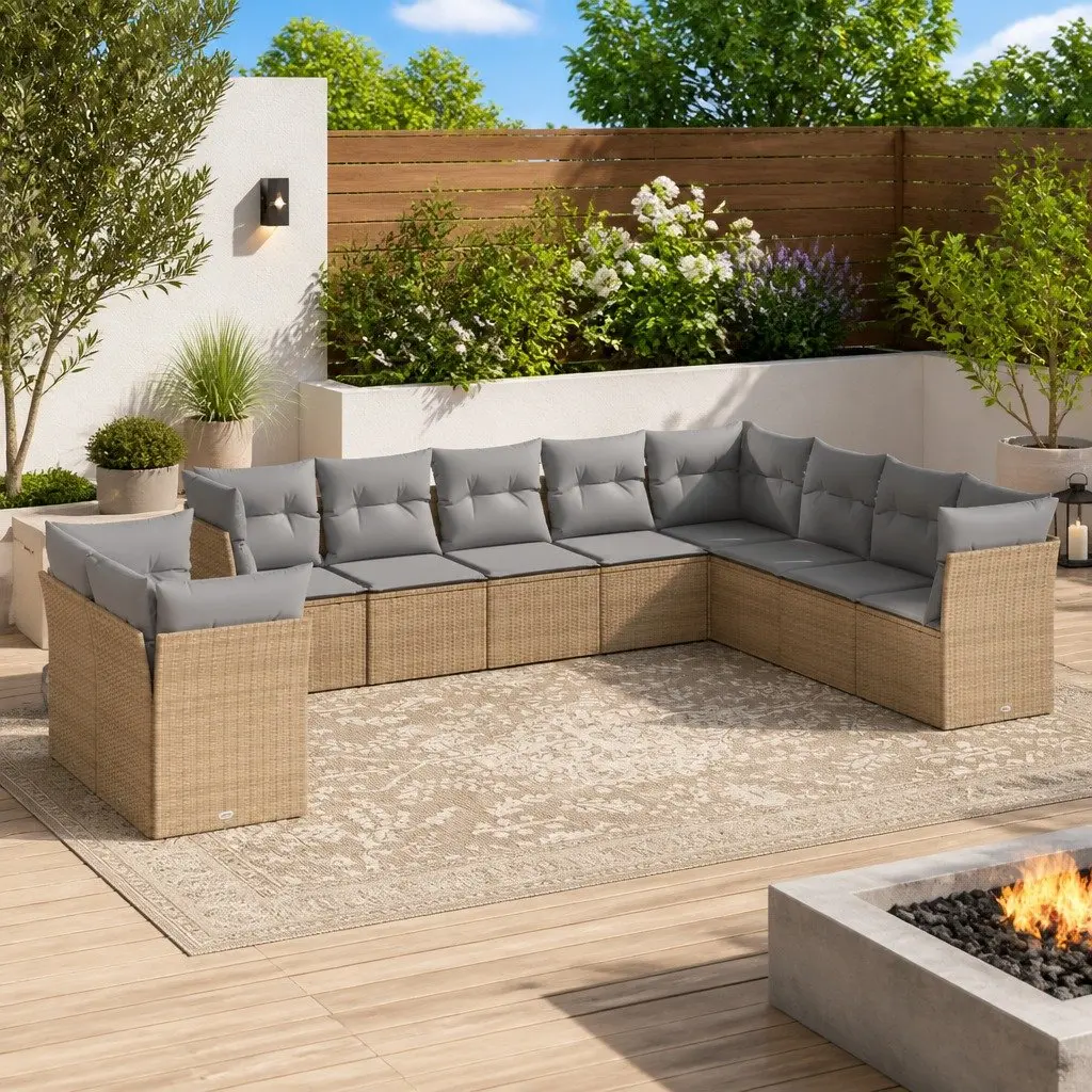 10 Piece Modular Outdoor Sofa Set with Storage