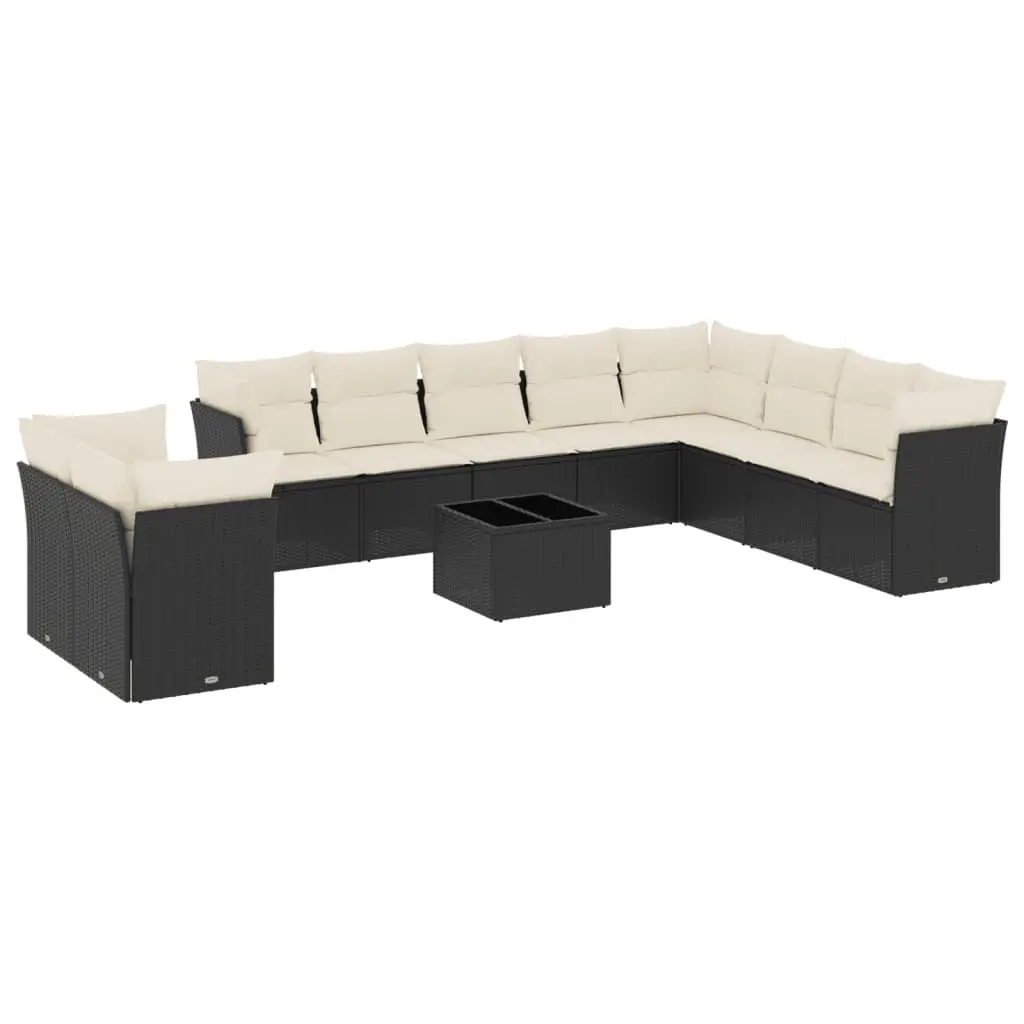 Garden Sofa Set PE Rattan 11 Piece Modular Outdoor Furniture Black