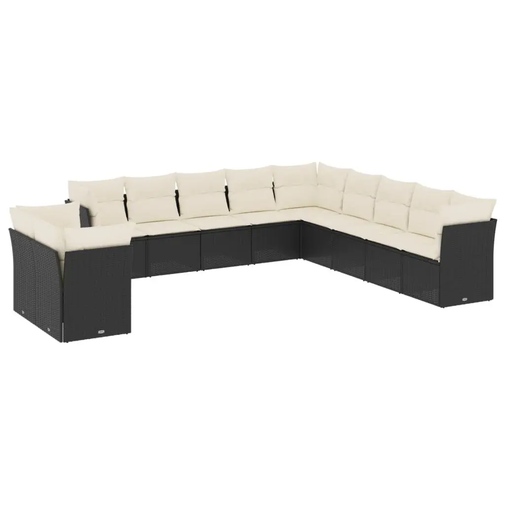 Garden Sofa Set PE Rattan 11 Piece Modular Outdoor Furniture Black