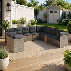 Grey Modular 11 Piece Garden Sofa Set for Outdoor Use