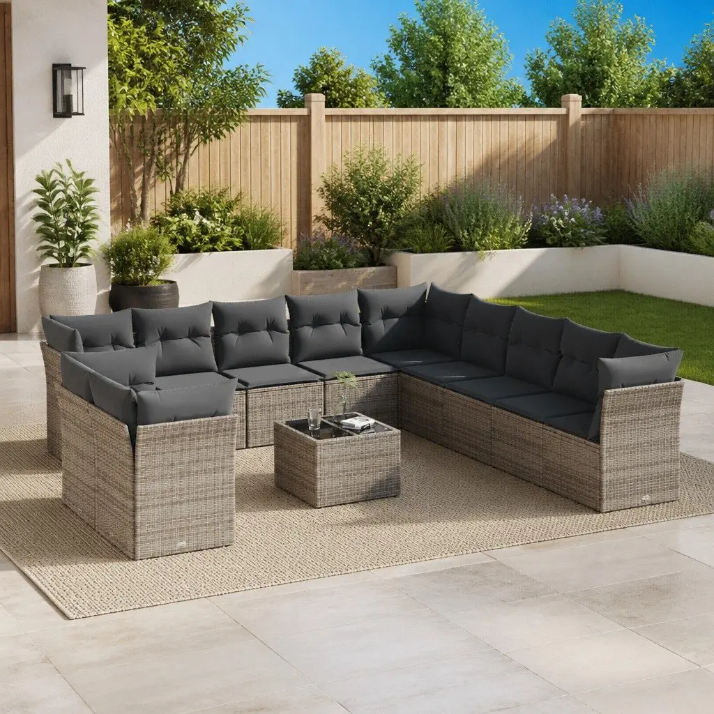 Grey Modular Garden Sofa Set with Storage