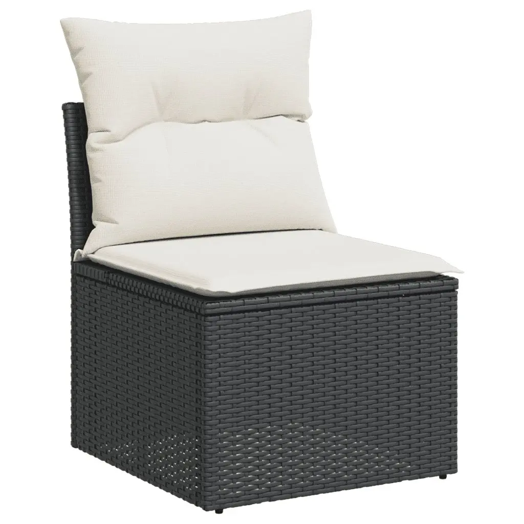 7 Piece Black Poly Rattan Garden Sofa Set