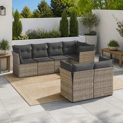 Durable 7 Piece Modular Garden Sofa Set in Grey