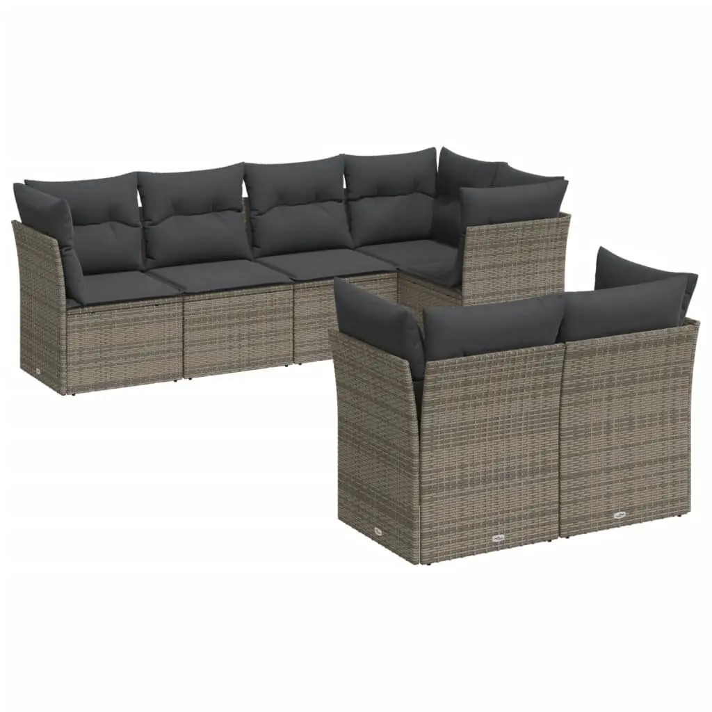 Garden Sofa Set PE Rattan 7 Piece Modular Outdoor Furniture Grey