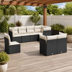 8-Piece Modular Black Rattan Garden Sofa Set