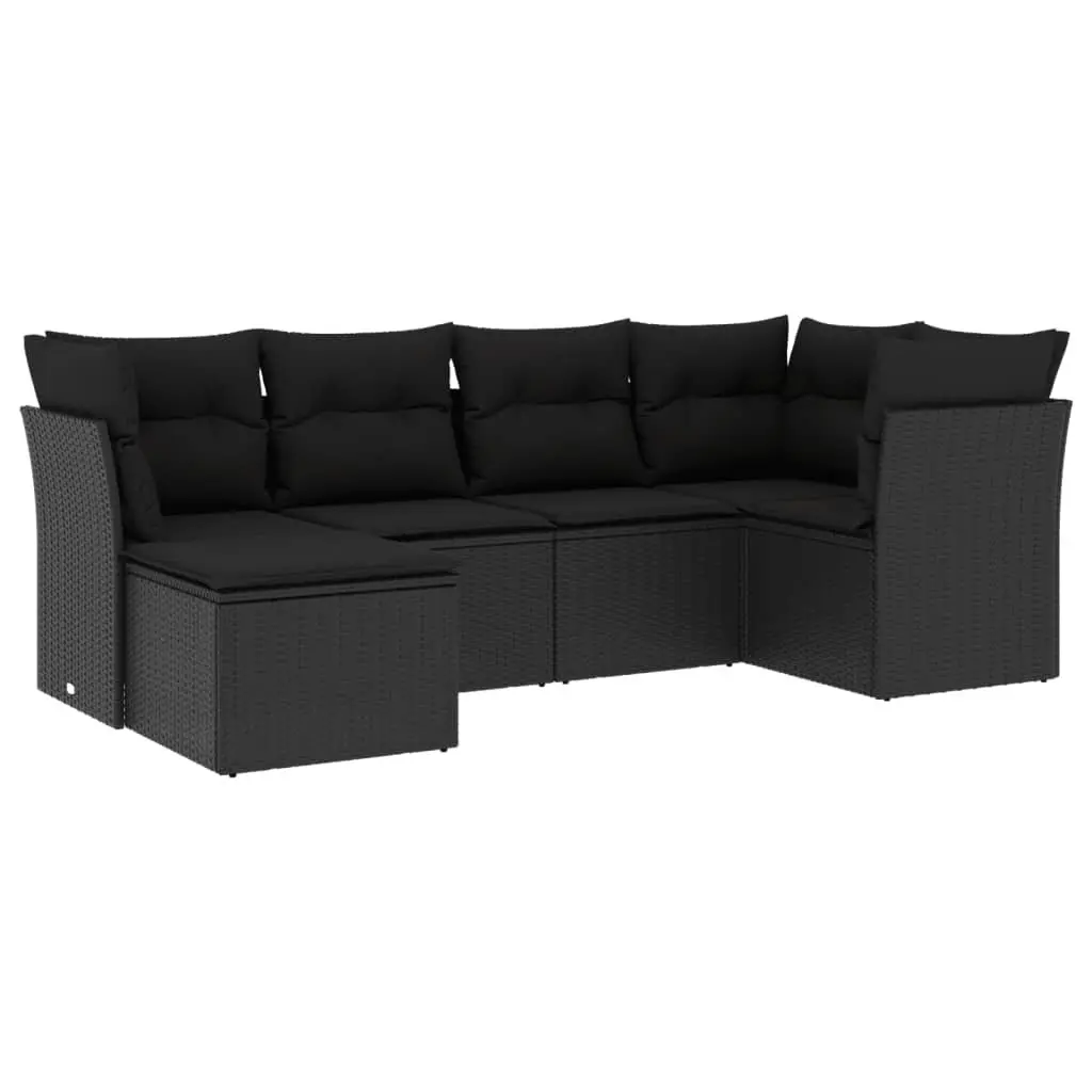 6 Piece Garden Sofa Set PE Rattan Modular Outdoor Patio Furniture Black