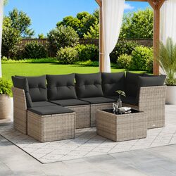 Sturdy 7 Piece Grey Poly Rattan Garden Sofa Set