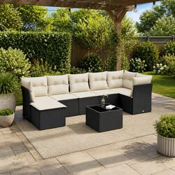 8-Piece Black Rattan Garden Sofa Set for Outdoor Spaces