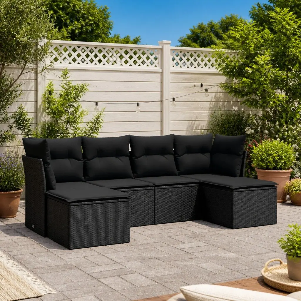 6-Piece Modular Garden Sofa Set in Black