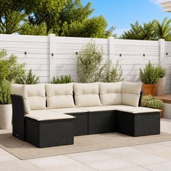Durable 6 Piece Black Garden Sofa Set for Outdoor Spaces