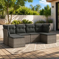 Premium Grey Outdoor Garden Sofa Set – 6 Pieces