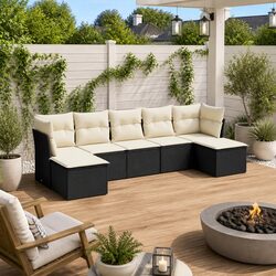 Premium 7 Piece Modular Garden Sofa Set in Black