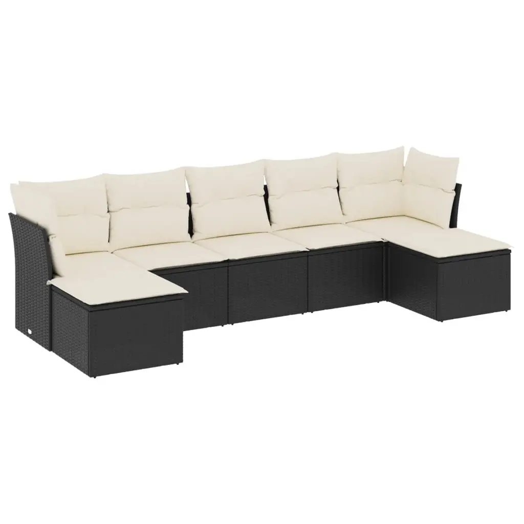 7 Piece Modular Garden Sofa Set in Black