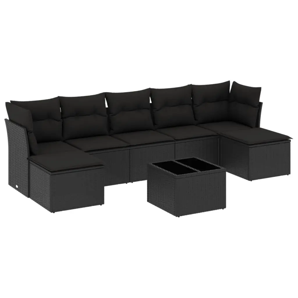Garden Sofa Set PE Rattan 8 Piece Outdoor Furniture Modular Black