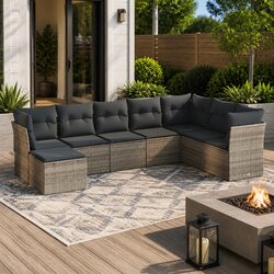 Modular Grey Outdoor Garden Sofa Set - 8 Pieces