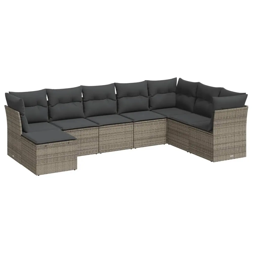 Garden Sofa Set 8 Piece Outdoor Furniture Grey Poly Rattan Modular Patio Lounge