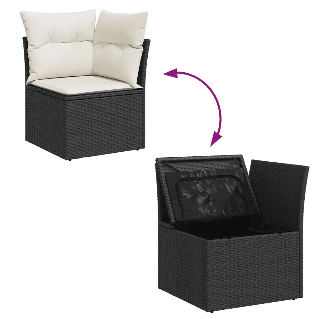 Garden Sofa Set PE Rattan 9 Piece Outdoor Furniture Black with Cushions