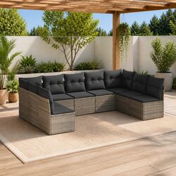 9-Piece Grey Modular Garden Sofa Set for Outdoor Spaces