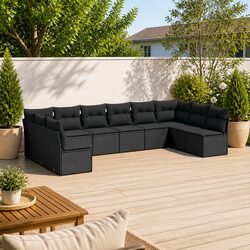 Durable 10 Piece Garden Sofa Set with Cushions Storage