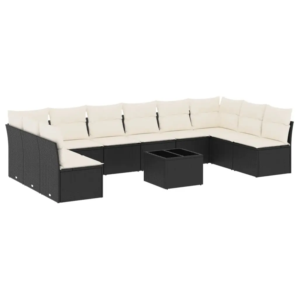 Garden Sofa Set PE Rattan 11 Piece Outdoor Furniture Black Modular Patio
