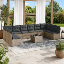 Premium 11 Piece Outdoor Sofa Set with Cushions in Grey