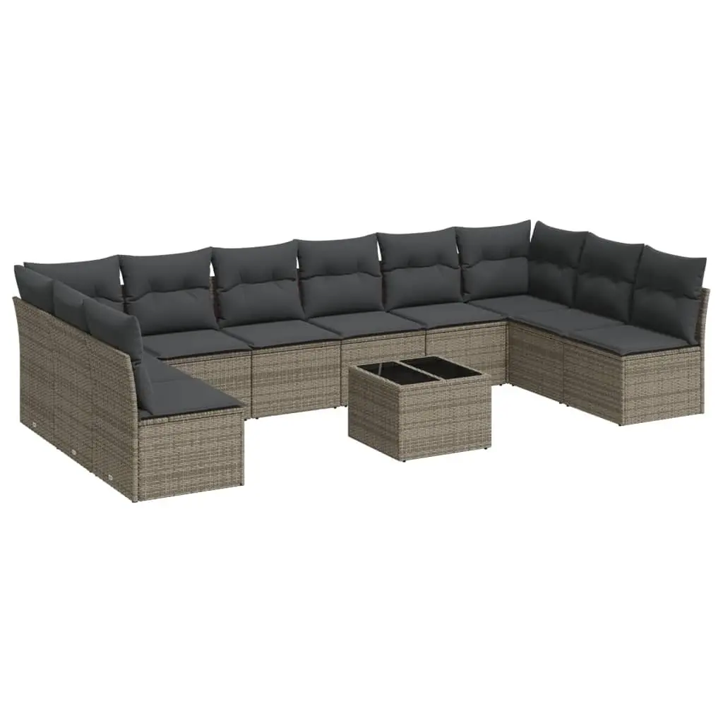 11 Piece Outdoor Sofa Set with Cushions in Grey