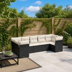 Black Poly Rattan 7-Piece Garden Sofa Set for Outdoor Relaxation