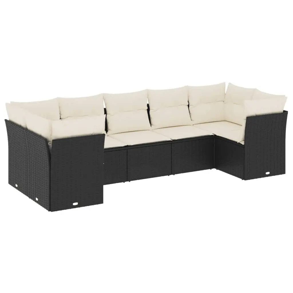 Black Poly Rattan 7-Piece Garden Sofa Set for Outdoor Relaxation